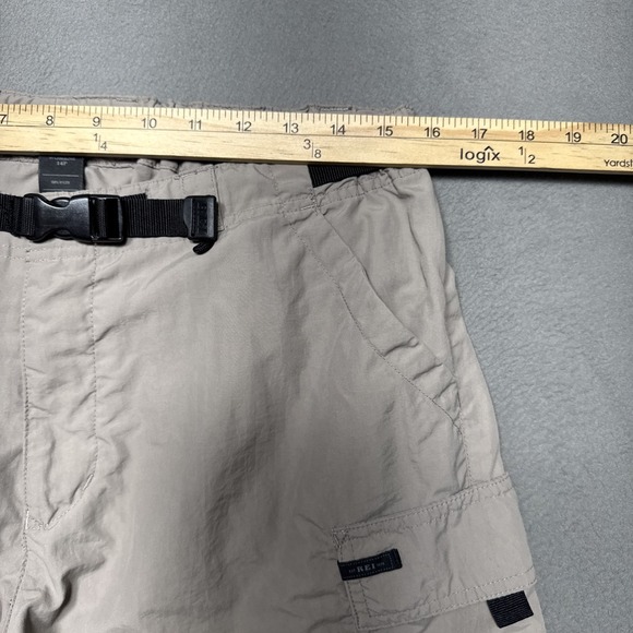 REI Shara Pants Women Sz 14P Tan Convertible Hiking Cargo Leg Zip Belted Pockets - Picture 2 of 13